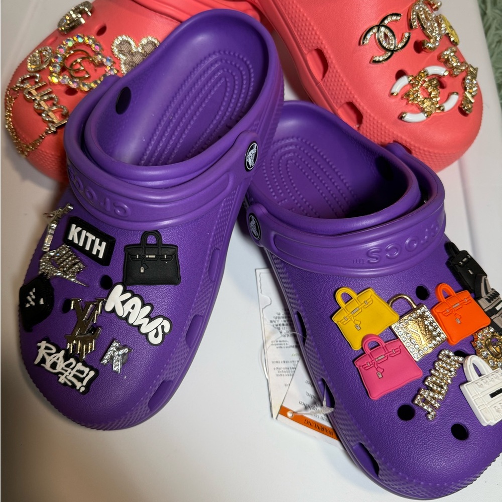 Purple Croc Shoes with Charms